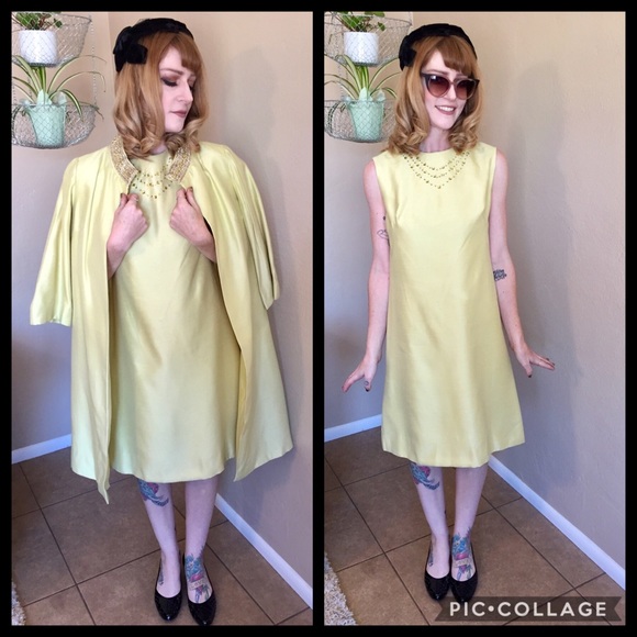 Vintage Dresses & Skirts - VINTAGE 60s GOLDEN dress & jacket